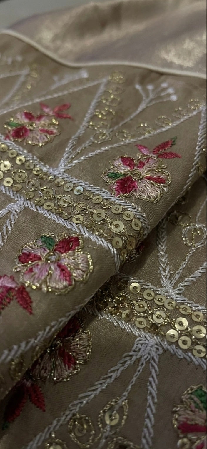 ABAYA 2-PIECE SET BEIGE EMBROIDERED